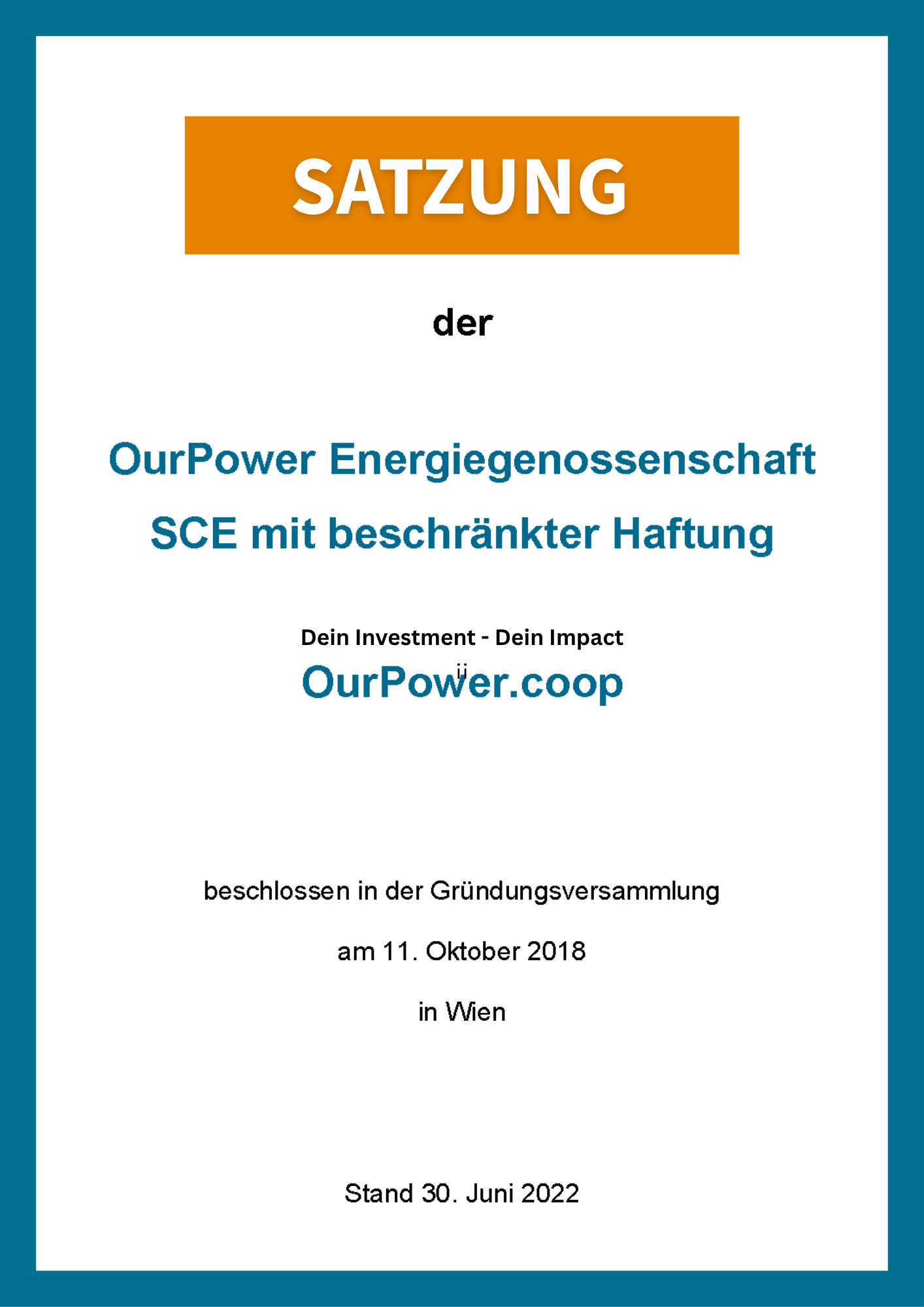 Bild von der ersten Seite der Satzung